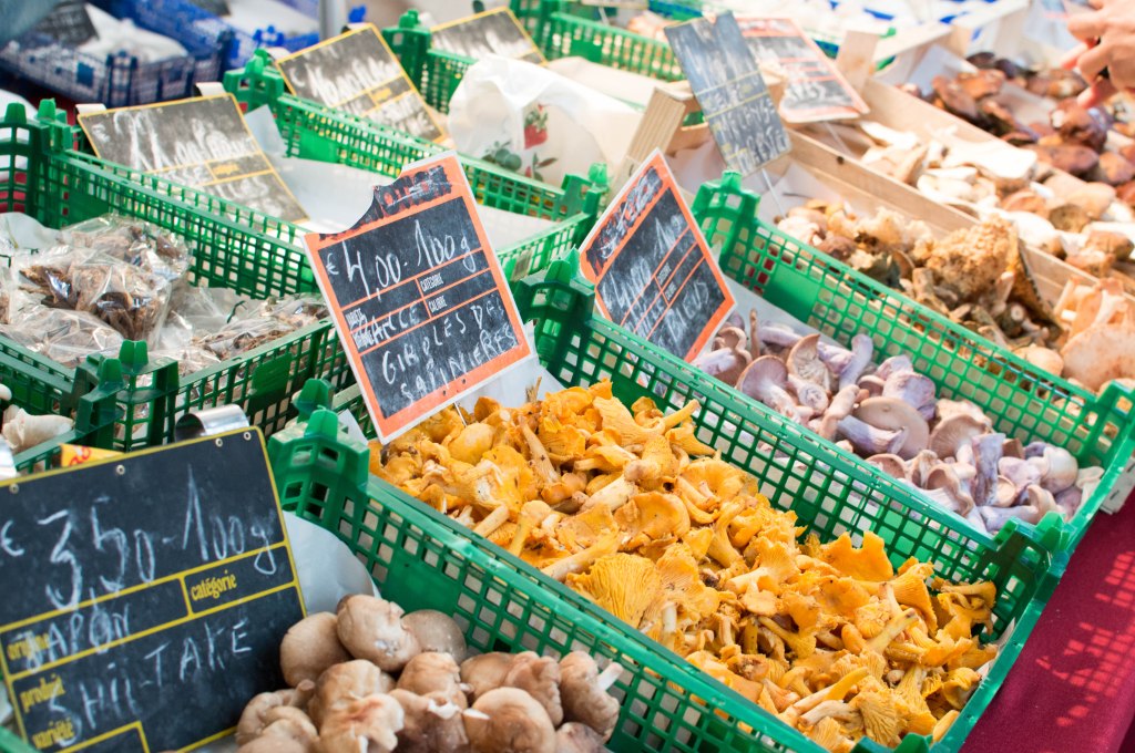 Mushrooms At The Place du Châtelain Farmers Market, Brussels, Belgium