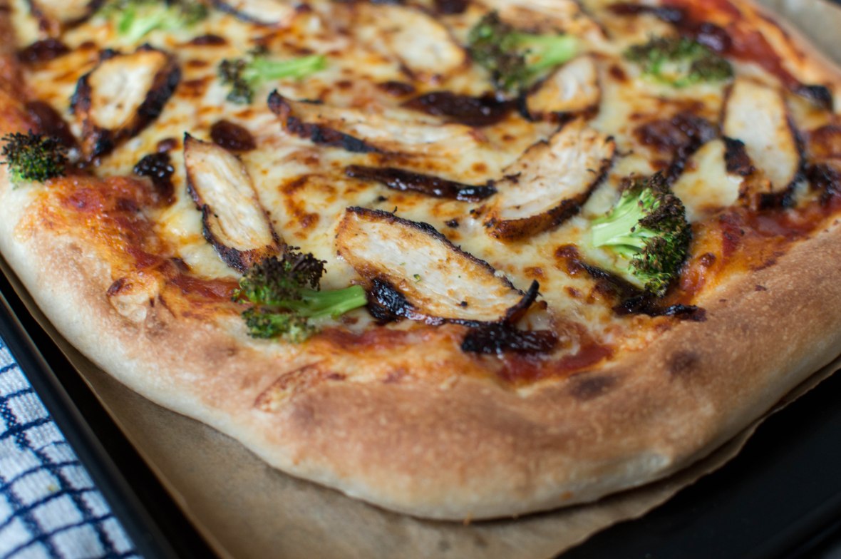 Close Up - Chicken And Broccoli Pizza - Kay's Kitchen