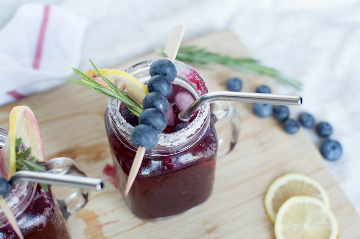 Blueberry Smash Mocktails With Rosemary - Kay's Kitchen