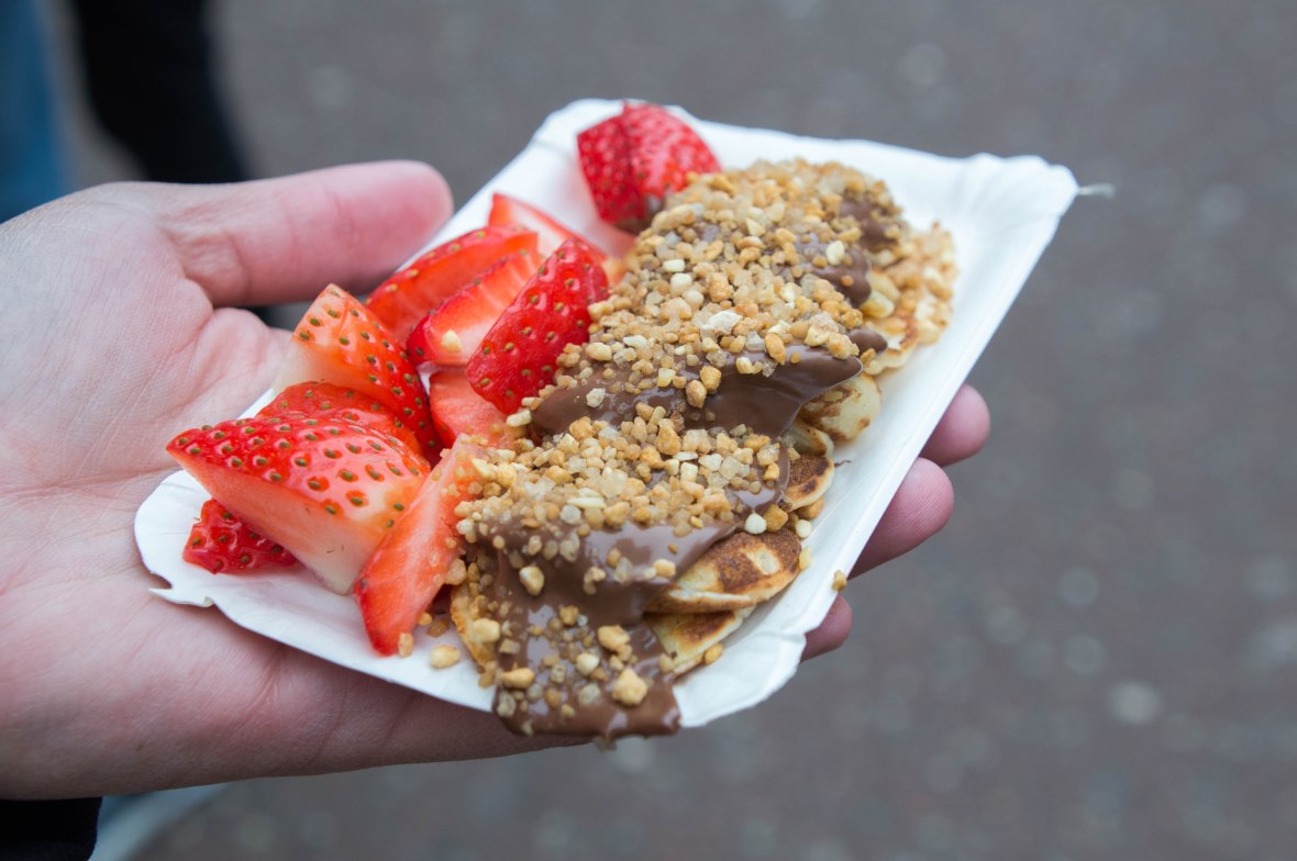 Poffertjes With Nutella And Strawberries, Albert Cuyp Market, Amsterdam, Netherlands