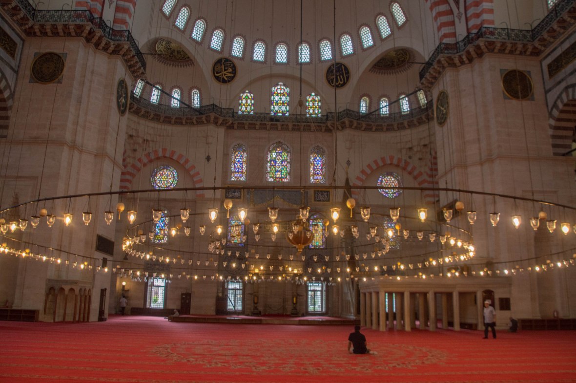 prayer hall, süleymaniye mosque, istanbul, turkey