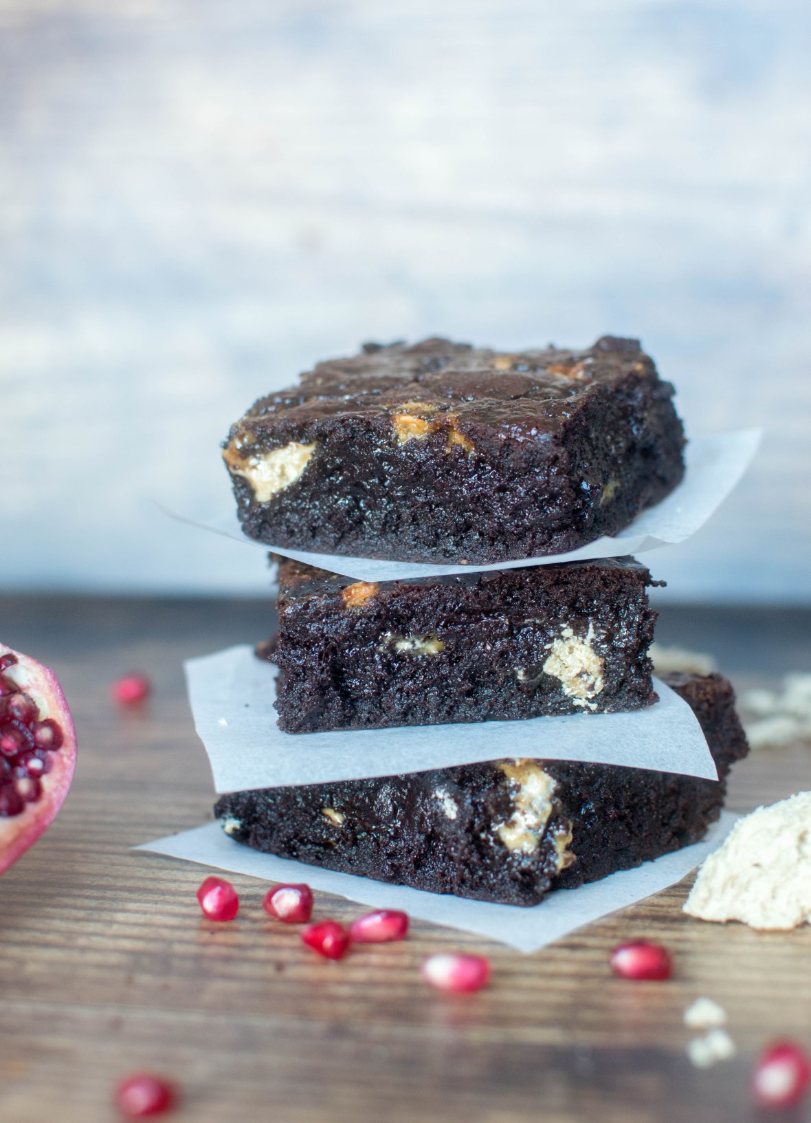 Brownies With Halva And Pomegranate Molasses - Kay's Kitchen